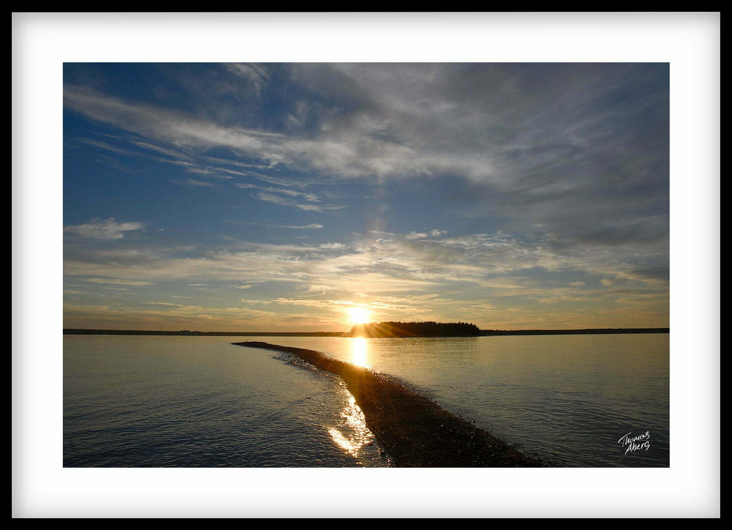 Liggande tavla 00138 Pite havsbad Lill-sandskäret solnedgång Piteå skärgård