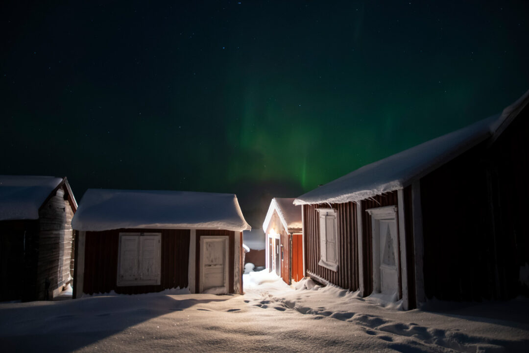 Gammelstad Kyrkstad Vinter Norrsken