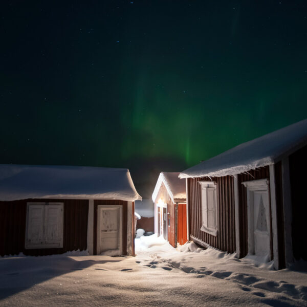Gammelstad Kyrkstad Vinter Norrsken