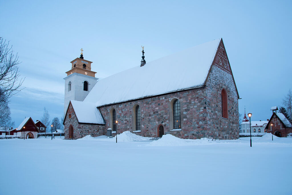 Gammelstad Kyrkstad Kyrka Vinter Nysnö