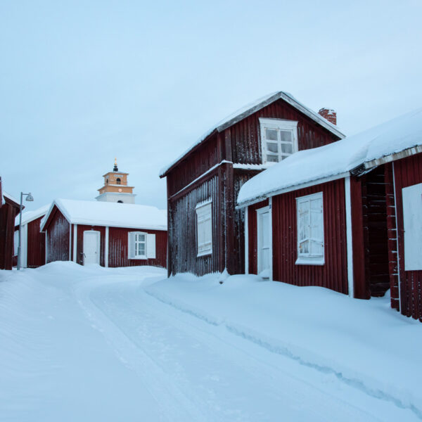 Gammelstad Kyrkstad Kyrktornet Vinter Landskap