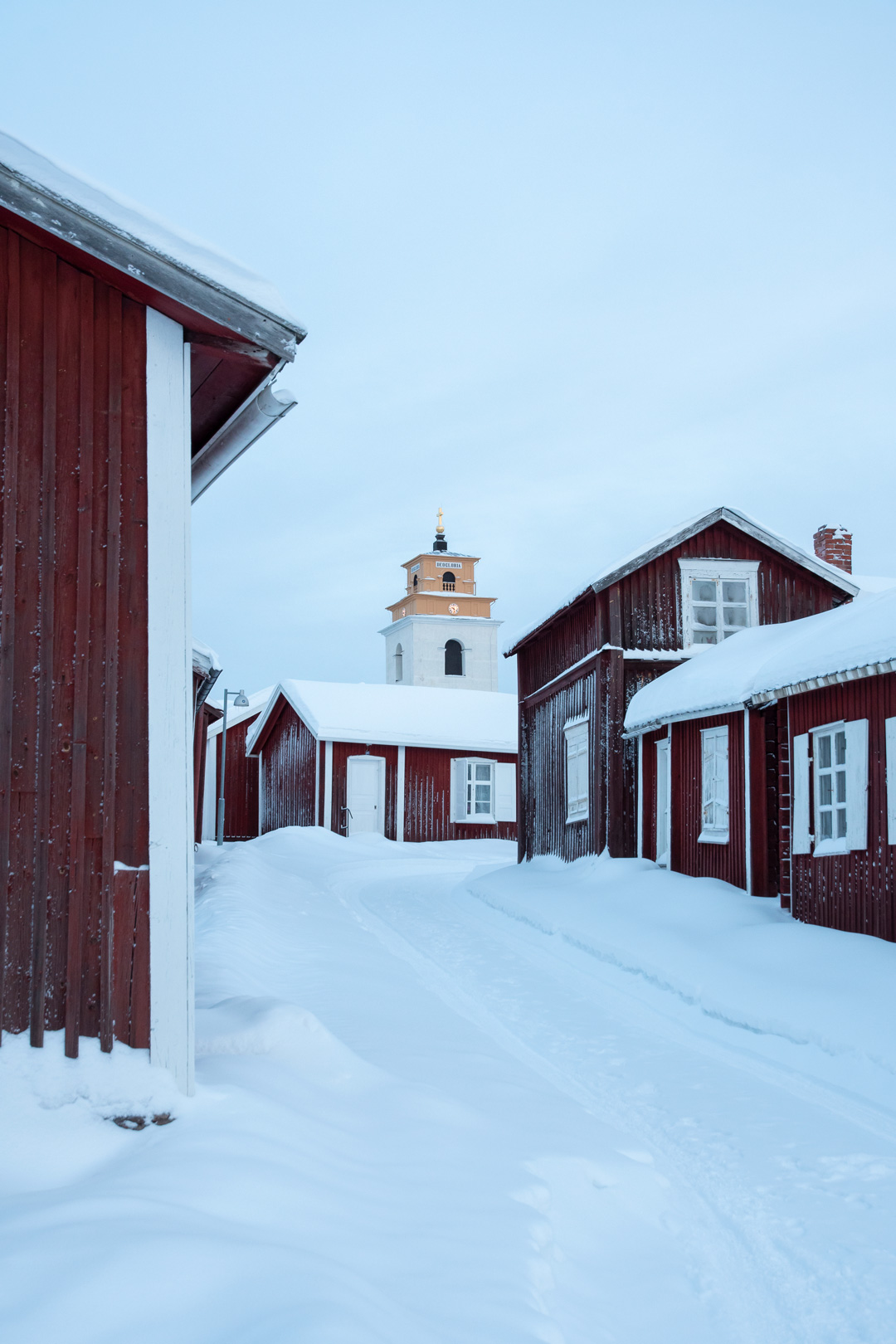 Gammelstad Kyrkstad Kyrktornet Vinter