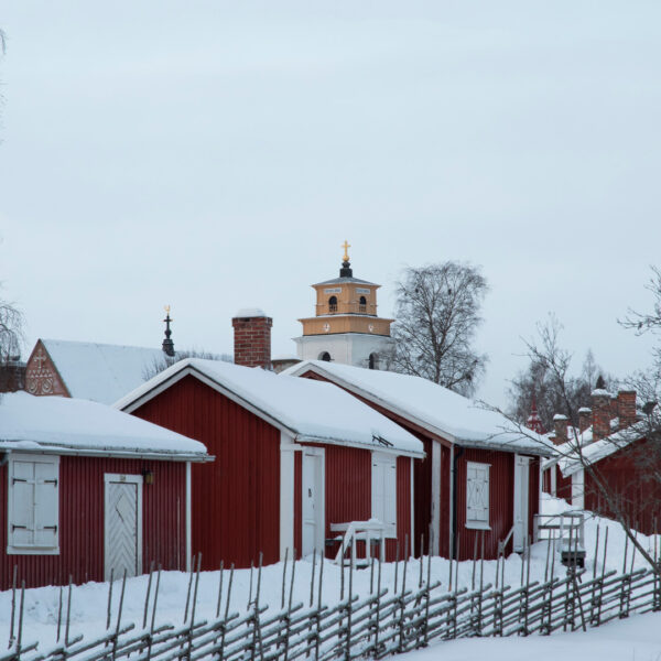 Gammelstad Kyrkstad Kyrktornet Staket Vinter