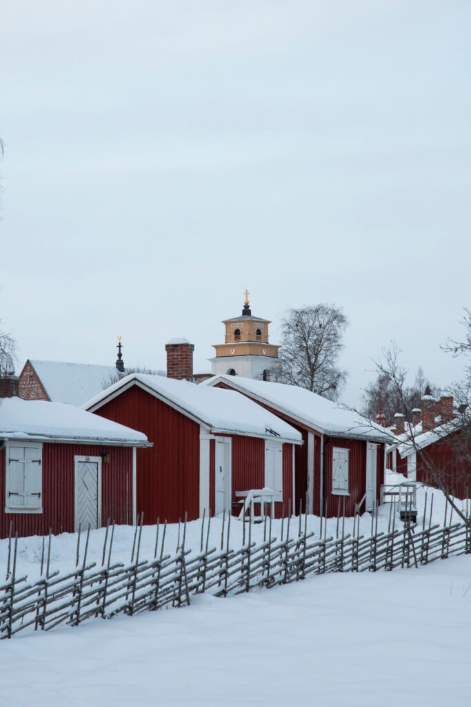 Gammelstad Kyrkstad Kyrktornet Staket Vinter